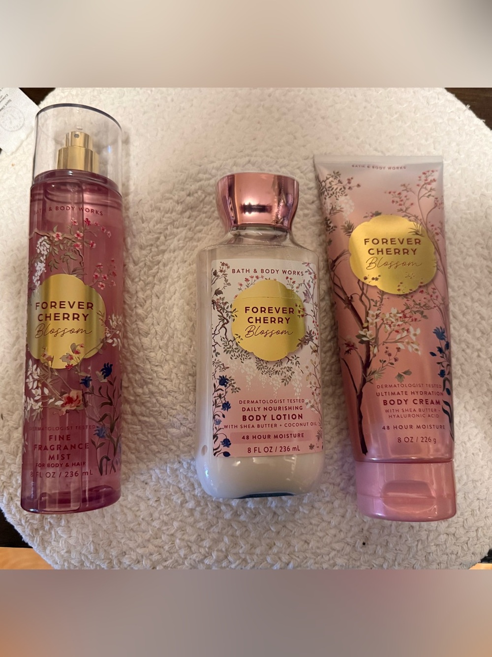 Bath & Body Works Forever Cherry Blossom Trio - Pink, Gold